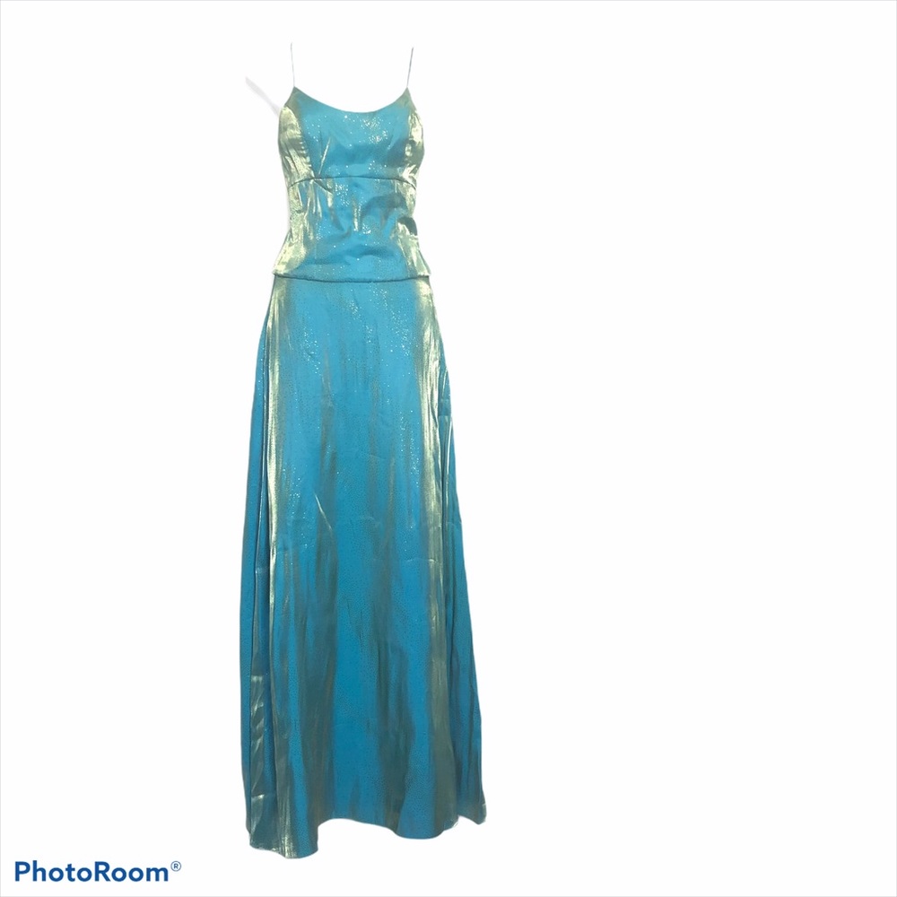 Faviana Two Piece Corset Lace Up Prom Blue Gown. Size 6. Classy